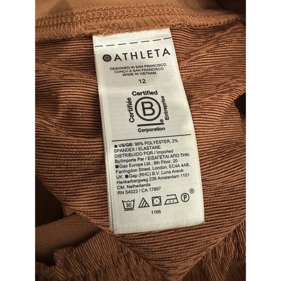 Athleta Echo Wide Leg Crop Pants Woman's Size 12 Orange Ribbed Stretchy Pockets - Picture 7 of 10